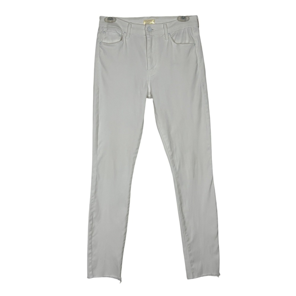Mother High Waisted Looker Ankle Fray Womens 27 White Glass Slipper Skinny Jeans